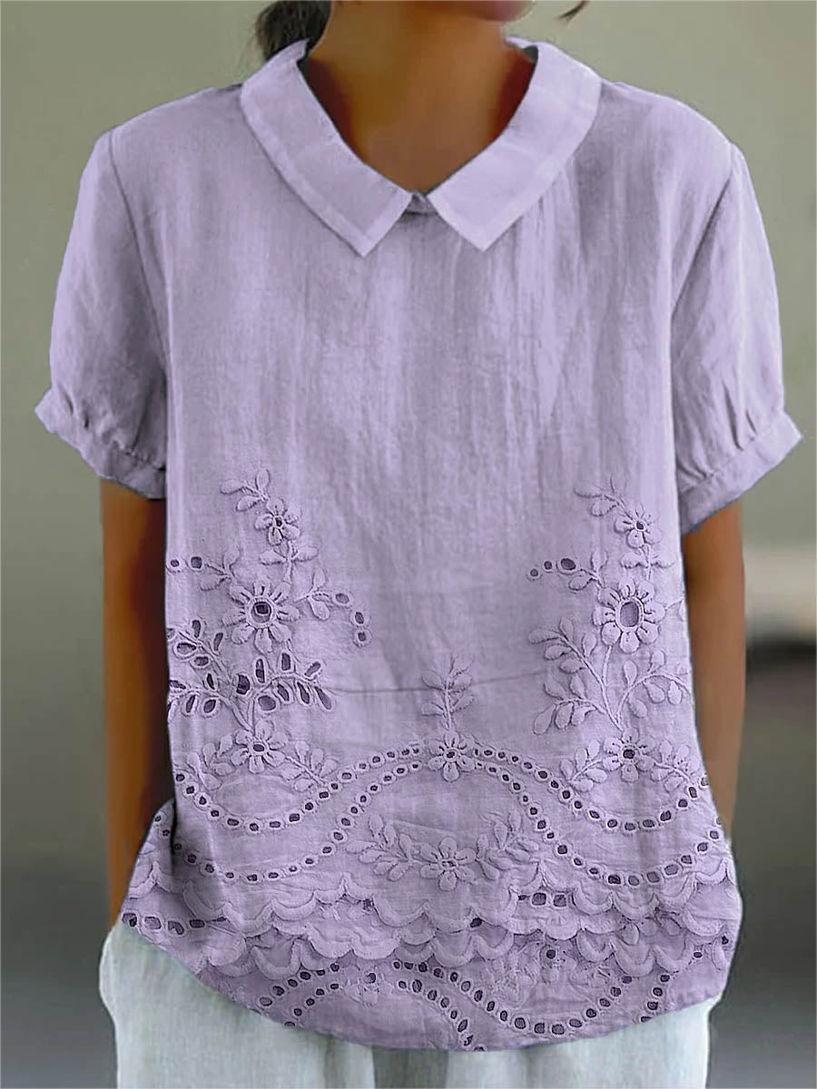 Lily | Floral Besticktes Hemd