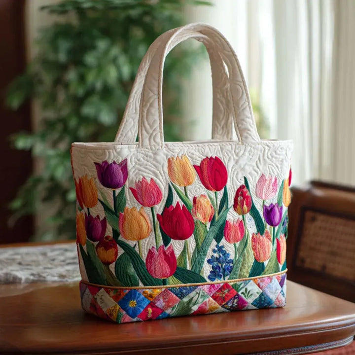 Sylvia – Gepolsterte Tragetasche mit Tulpen