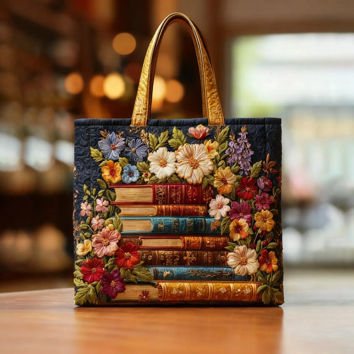 Viveka – Quiltete Stofftasche mit bestickten Blumen
