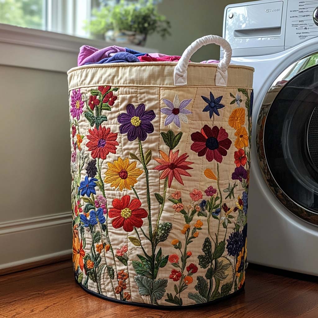Geraldine – Quilt-Wäschekorb mit Blumenstickerei