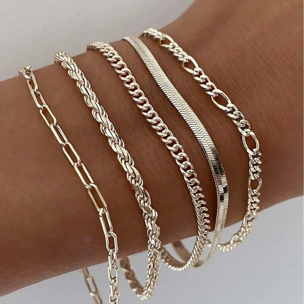 Armbandset 5 Teile aus Gold