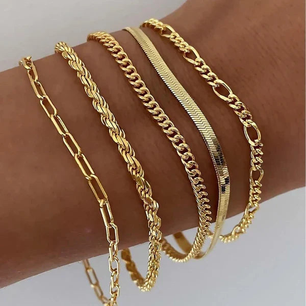 Armbandset 5 Teile aus Gold