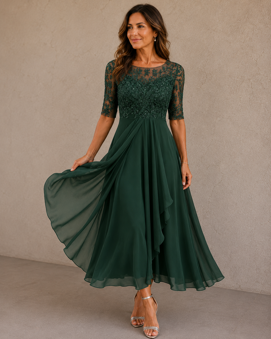 Abella™ | Spitzen- und Chiffonkleid