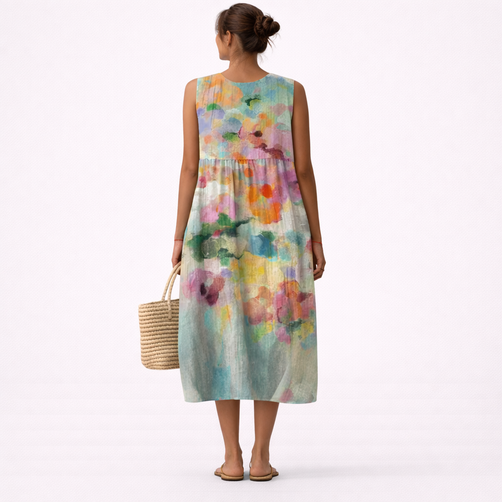 Carla™ | Elegantes, mehrfarbiges Midi-Kleid