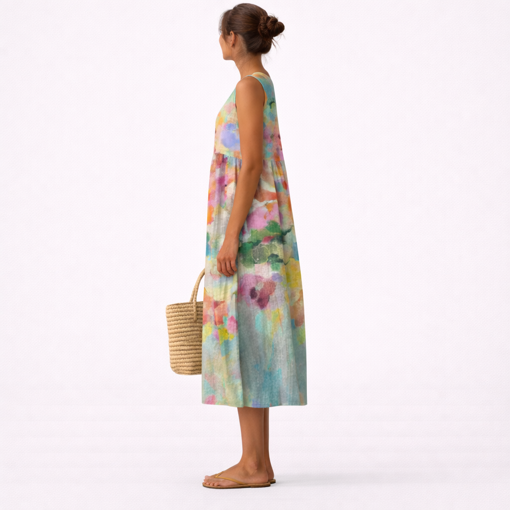 Carla™ | Elegantes, mehrfarbiges Midi-Kleid