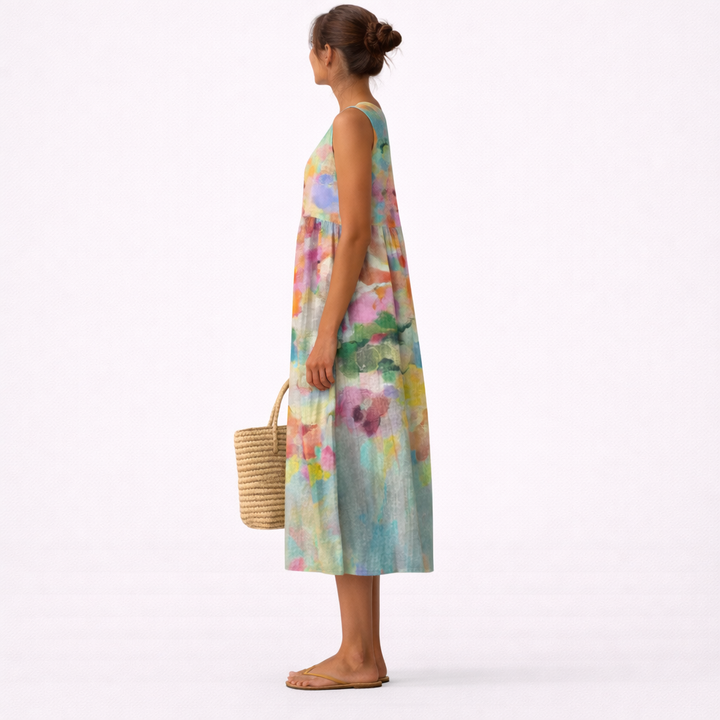 Carla™ | Elegantes, mehrfarbiges Midi-Kleid