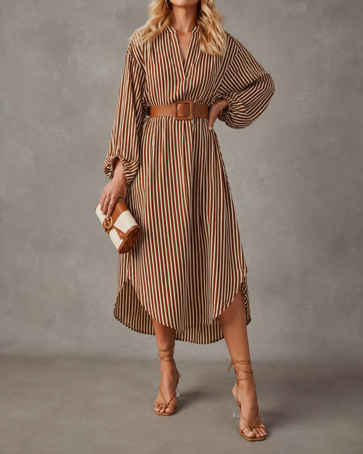 Sienna | Gürteltuch gestreiftes Midi-Hemdkleid