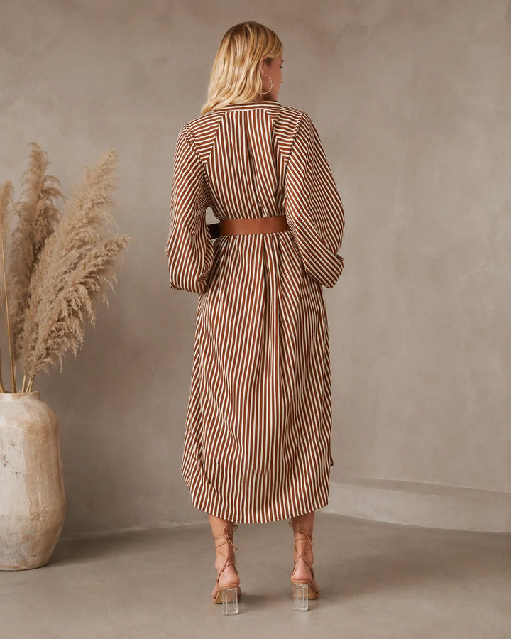 Sienna | Gürteltuch gestreiftes Midi-Hemdkleid