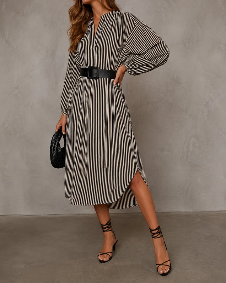 Sienna | Gürteltuch gestreiftes Midi-Hemdkleid
