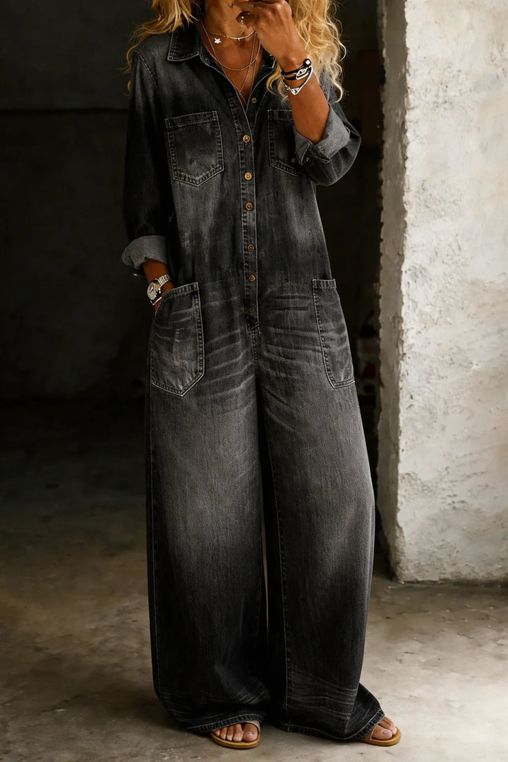 Sophia | Denim-Jumpsuit mit Offenen Schultern