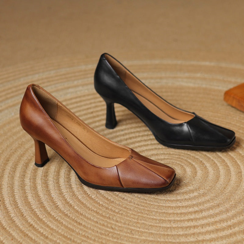 Marisol Leder Pumps mit quadratischer Spitze