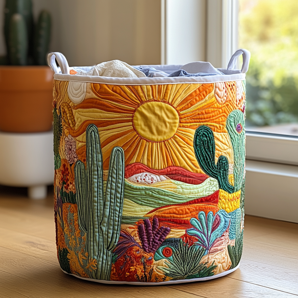 Filippa – Quiltierter Aufbewahrungskorb mit Blumenlandschaft