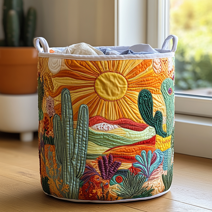 Filippa – Quiltierter Aufbewahrungskorb mit Blumenlandschaft