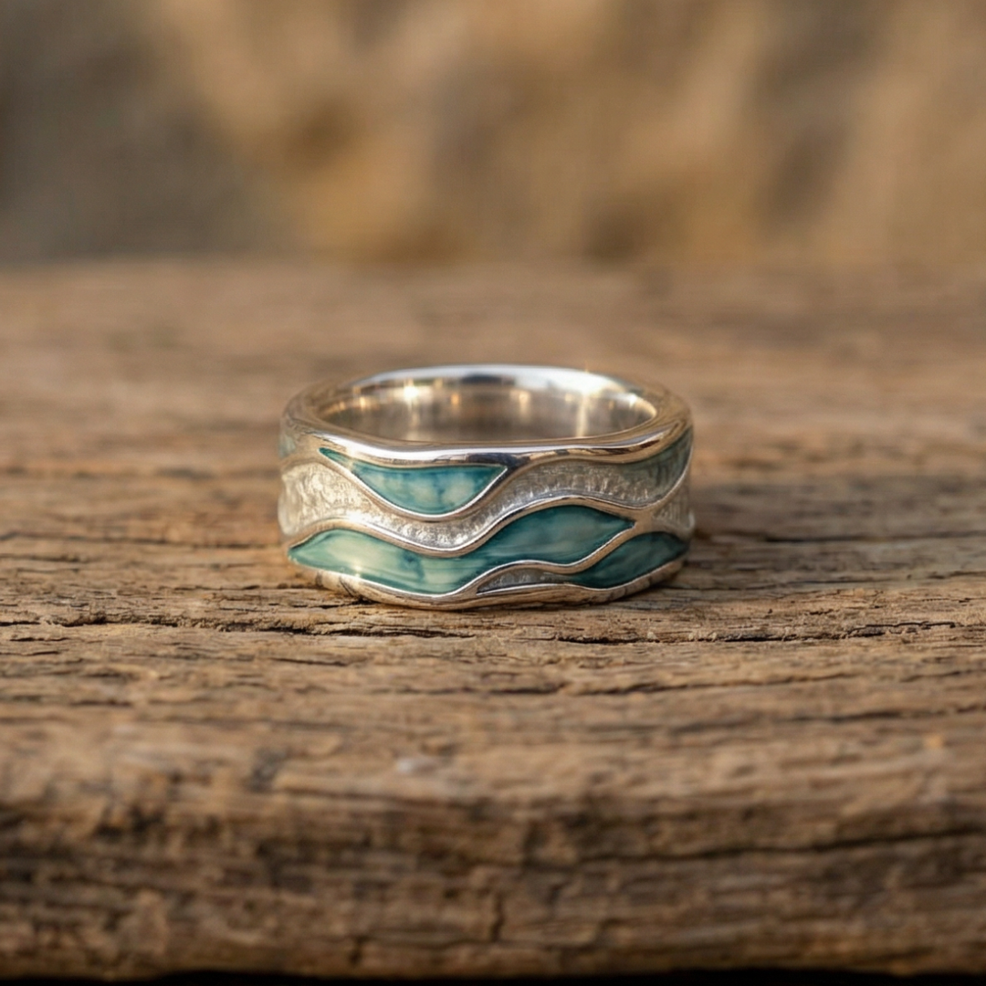 Ring mit Türkisfarbenen Silberwellen
