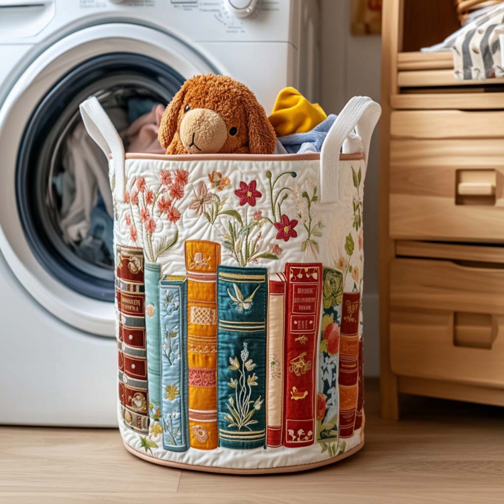 Maj – Quiltete Wäschekorb mit Buchmotiv