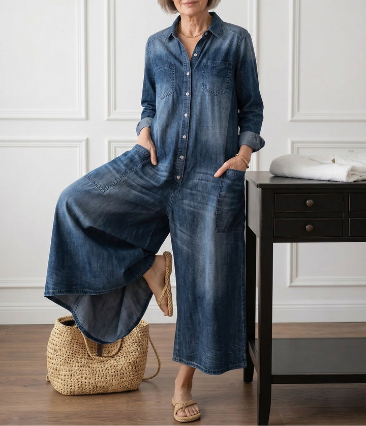 Diana | Vintage-Jumpsuit aus gewaschenem, weichem Denim