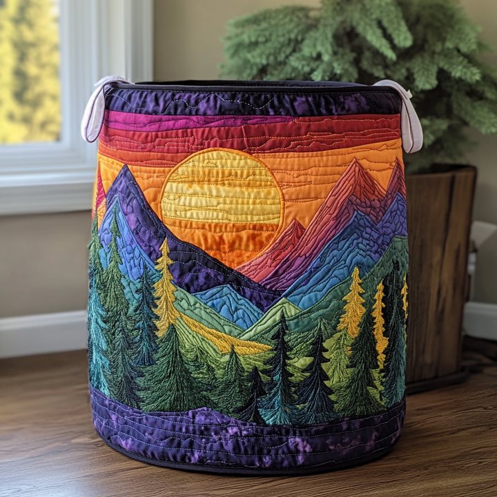 Filippa – Quiltierter Aufbewahrungskorb mit Blumenlandschaft
