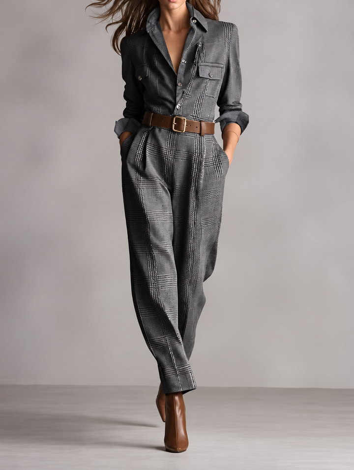 Helga | Brauner Overall mit Raffinierten Details