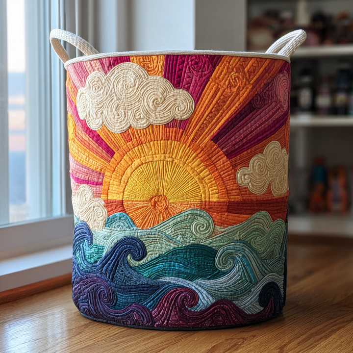 Filippa – Quiltierter Aufbewahrungskorb mit Blumenlandschaft
