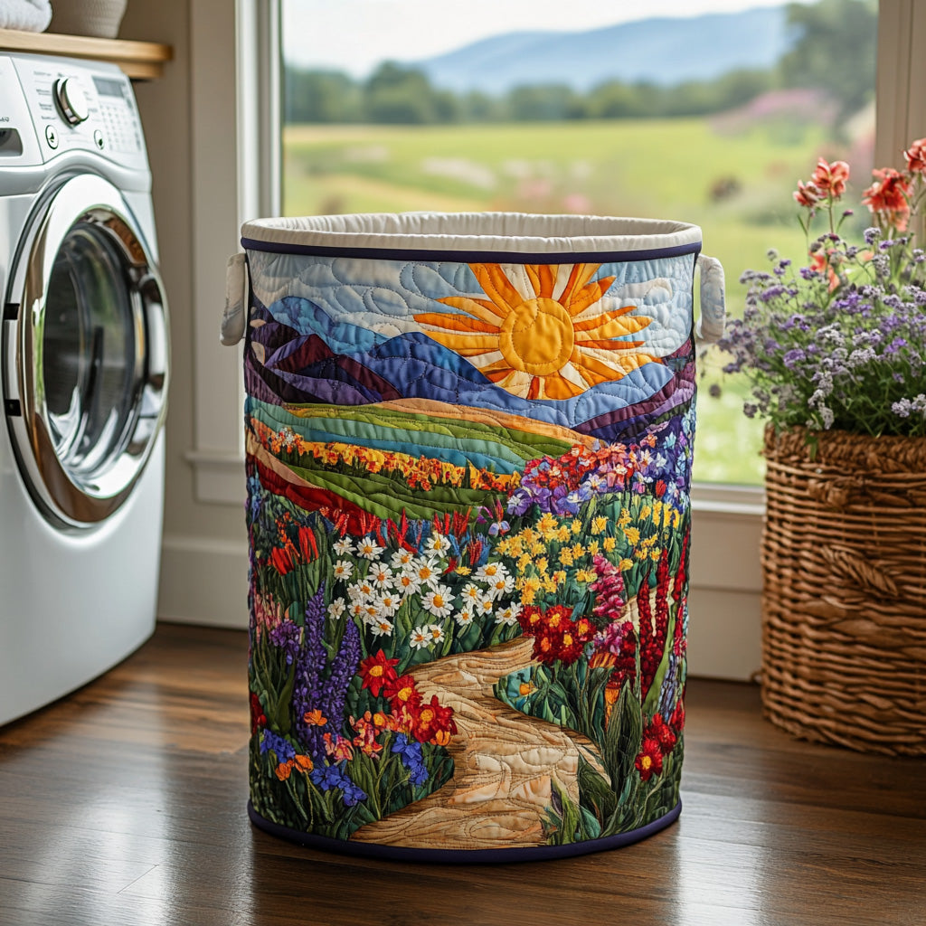 Berit – Gepolsterter Wäschekorb mit Wiesenlandschaft