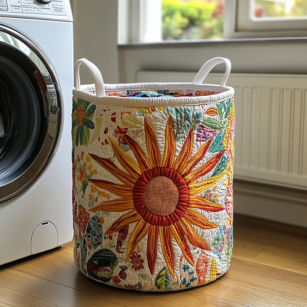 Filippa – Quiltierter Aufbewahrungskorb mit Blumenlandschaft