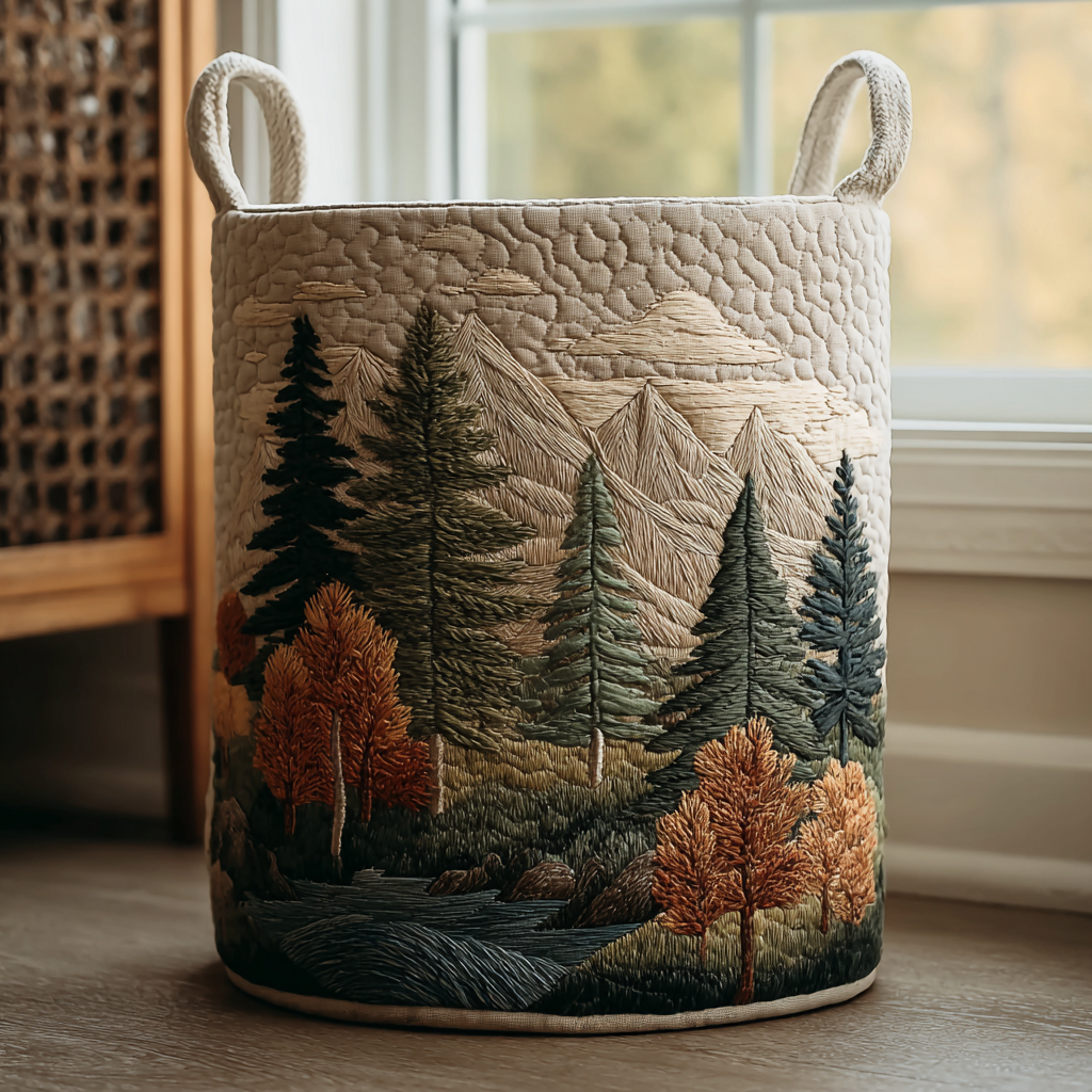 Mona – Quilt-Wäschekorb mit Naturmotiv