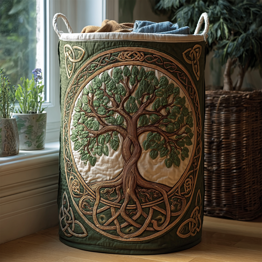 Vera – Gepolsterter Wäschekorb mit dem Baum des Lebens