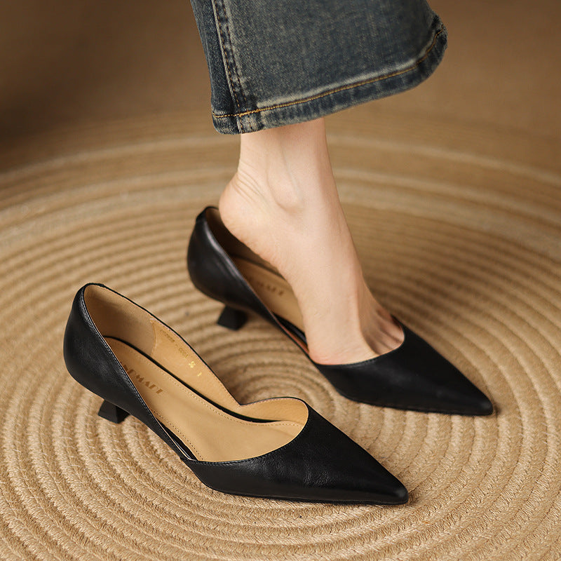 Ceyra Leder Kittenheels