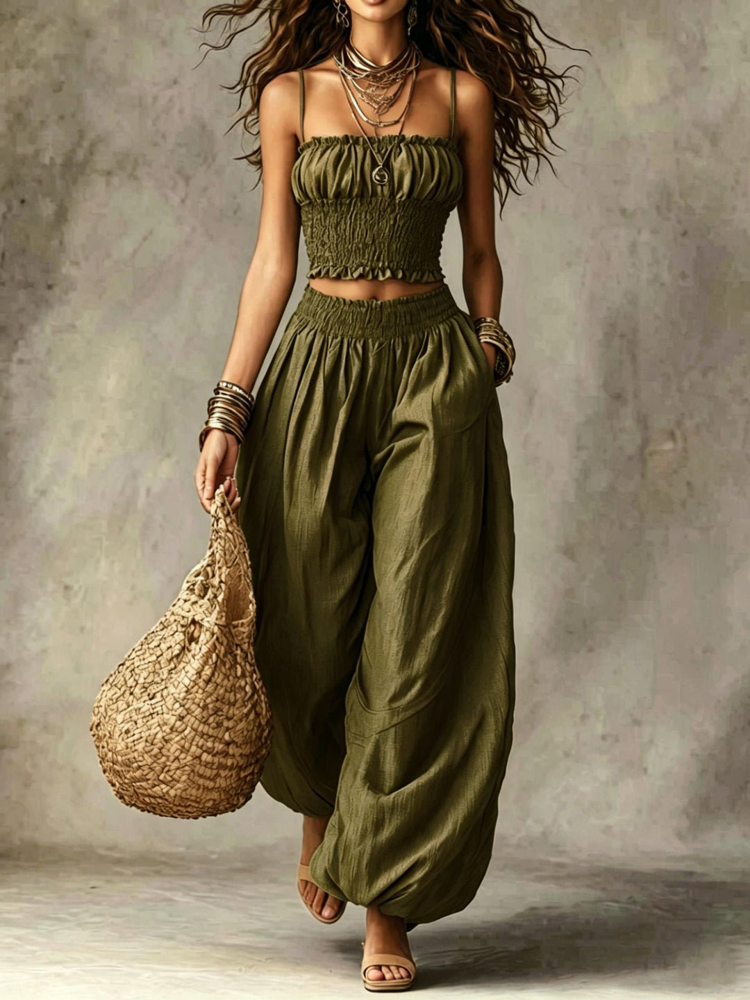 Marisol | Gerafftes Zweiteiliges Set
