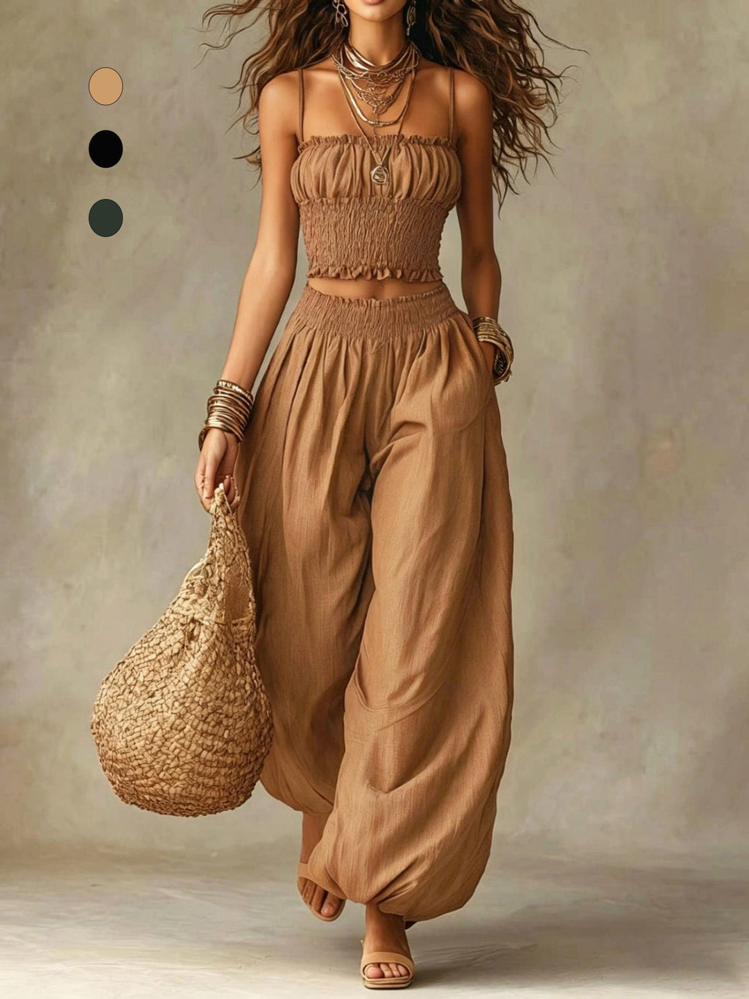 Marisol | Gerafftes Zweiteiliges Set