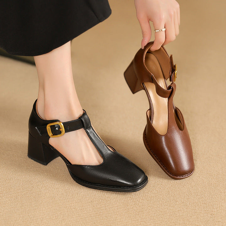 Marcele T-Riemen Leder Pumps