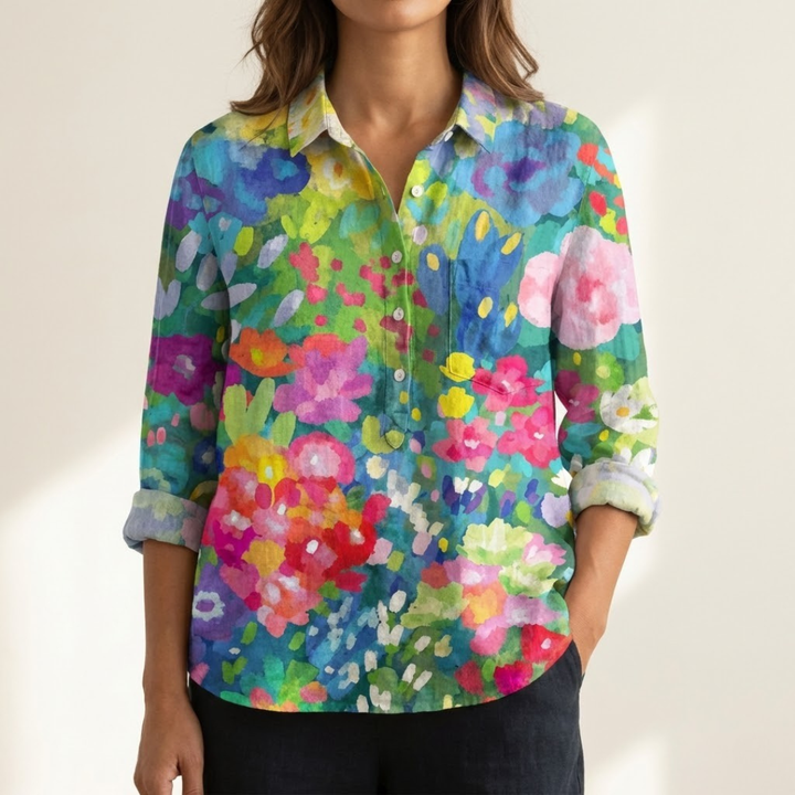 Vivianne™ | Zeitlose Leinenbluse mit Muster