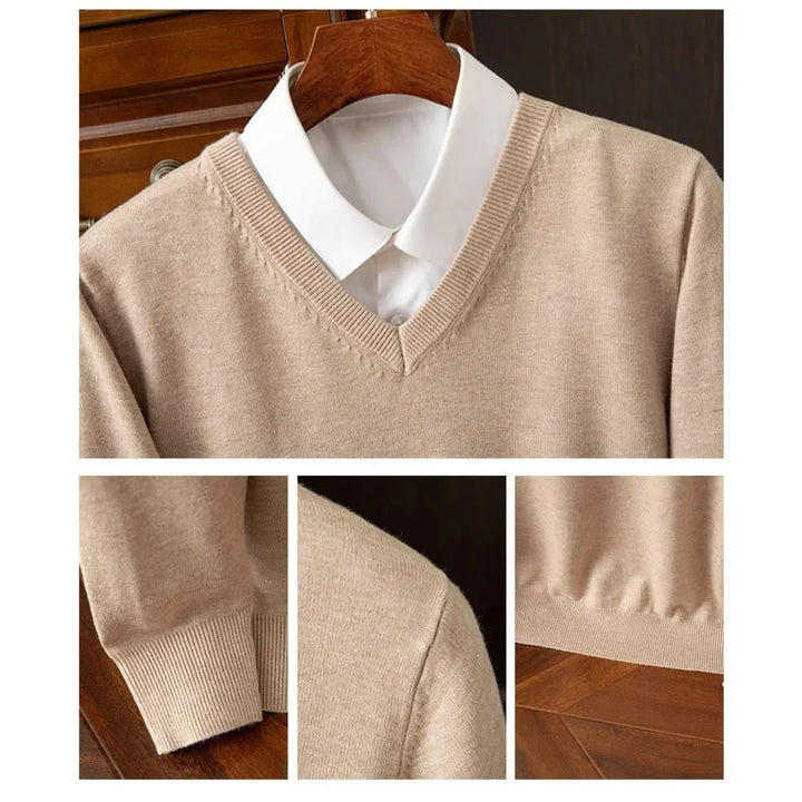 Eleganter Kaschmirpullover mit V-Ausschnitt