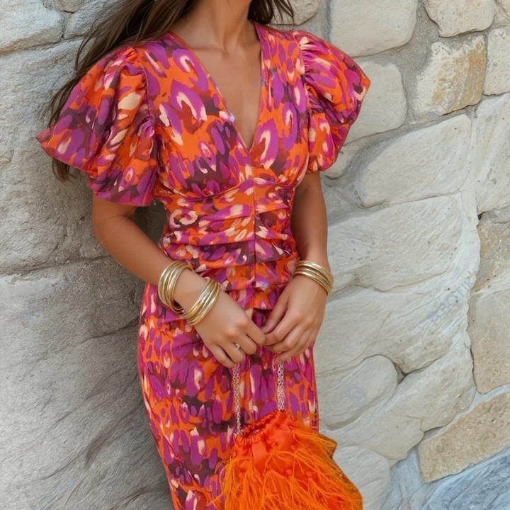 CAROLE | VIBRANTES FIESTA-KLEID MIT IMPOSANTEN DETAILS
