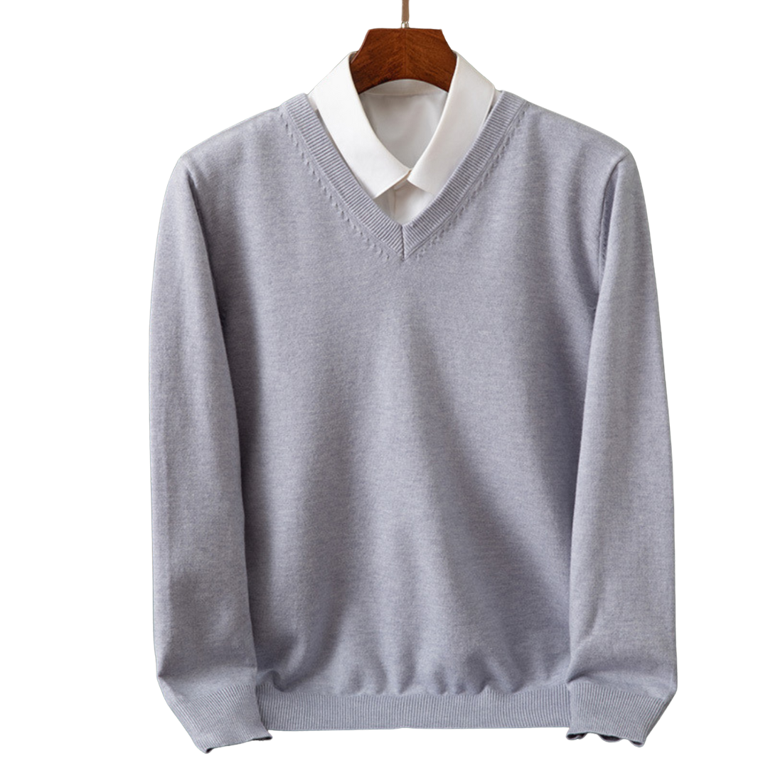 Eleganter Kaschmirpullover mit V-Ausschnitt