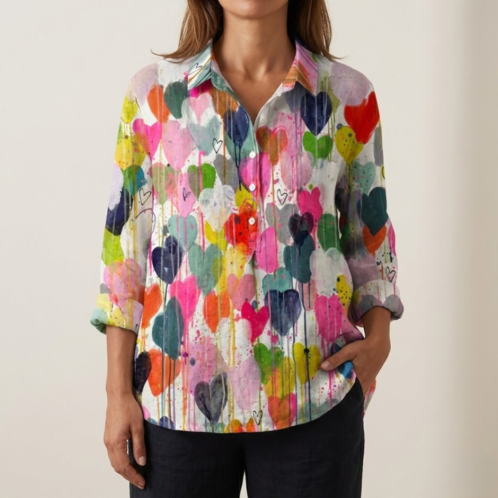 Thalia™ | Zeitlose Leinen Fantasie Bluse