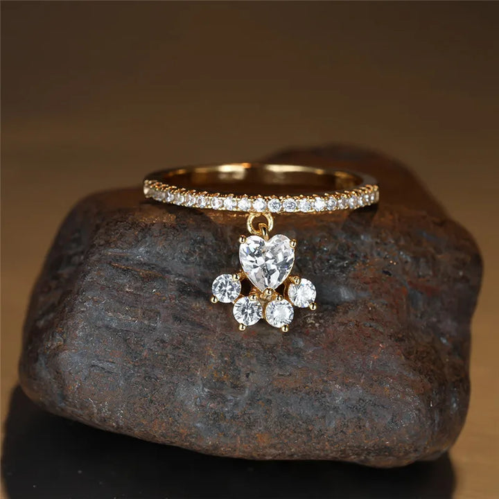 Anello Paw & Heart – Effekt von Gold und Silber