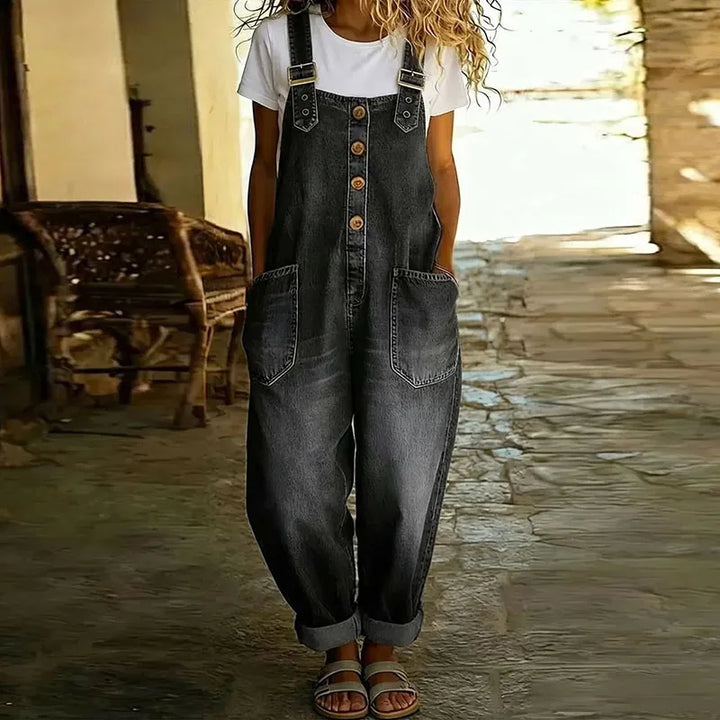 Mae | Vintage-Denim-Latzhose mit verstellbaren Trägern