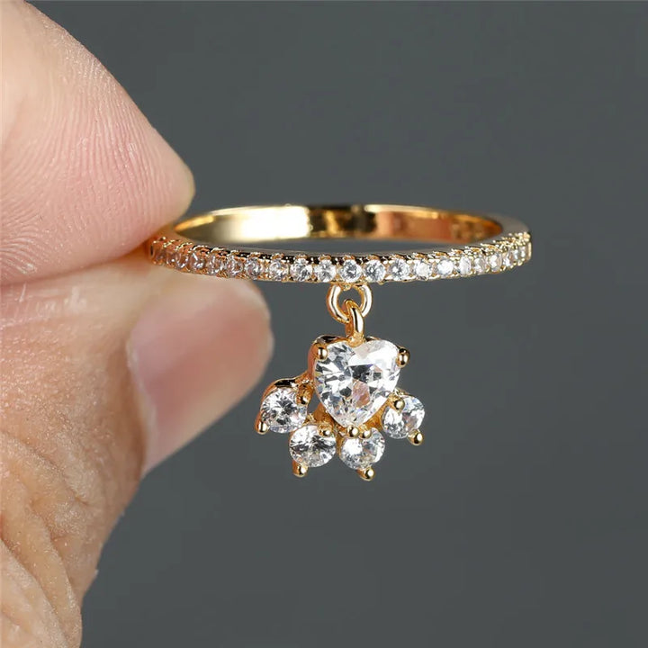 Anello Paw & Heart – Effekt von Gold und Silber