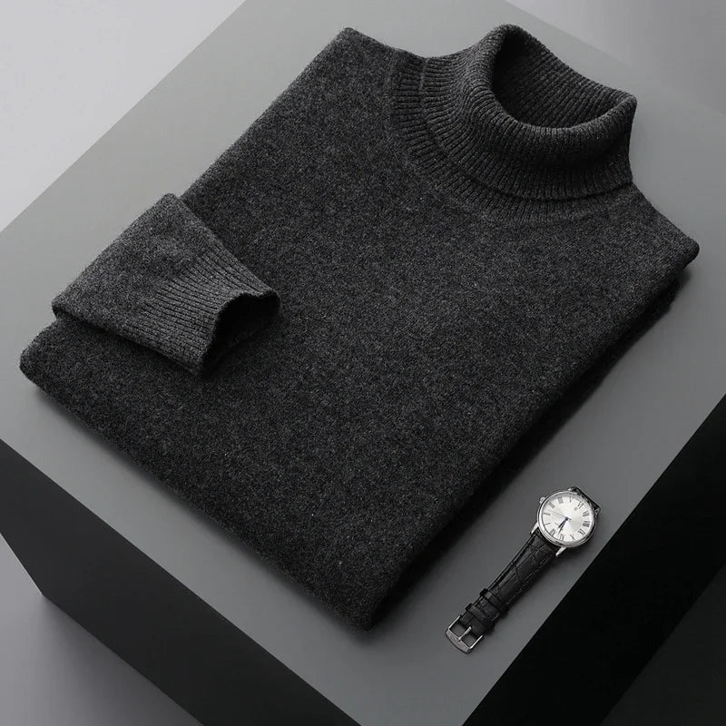 Schicker, dick gewirkter Rollkragenpullover aus Wolle