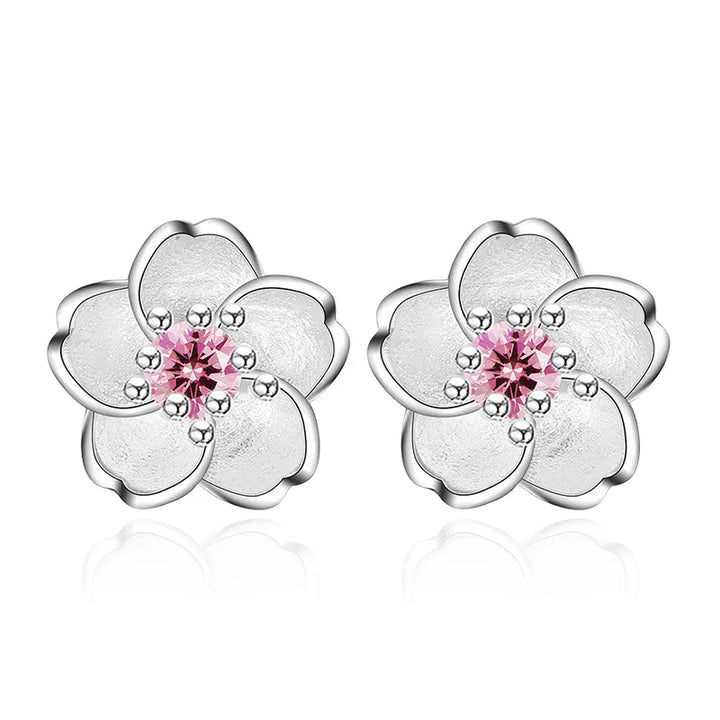 Blumenförmige Ohrstecker mit Zirkonias