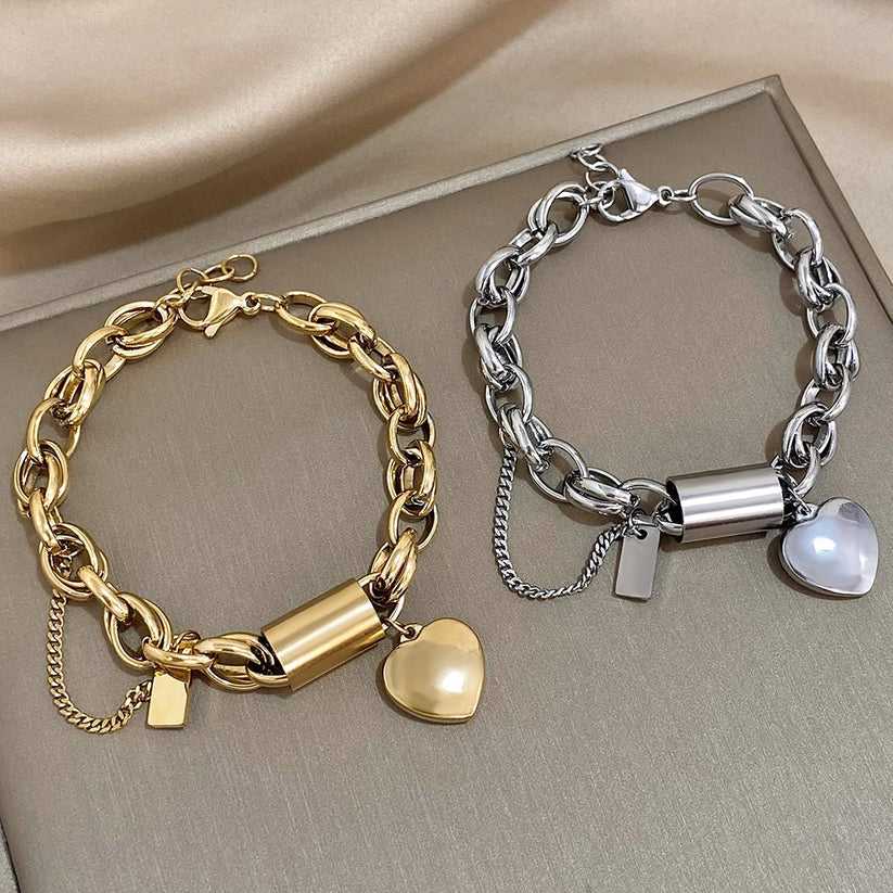 Dickes Herz-Armband aus Gold