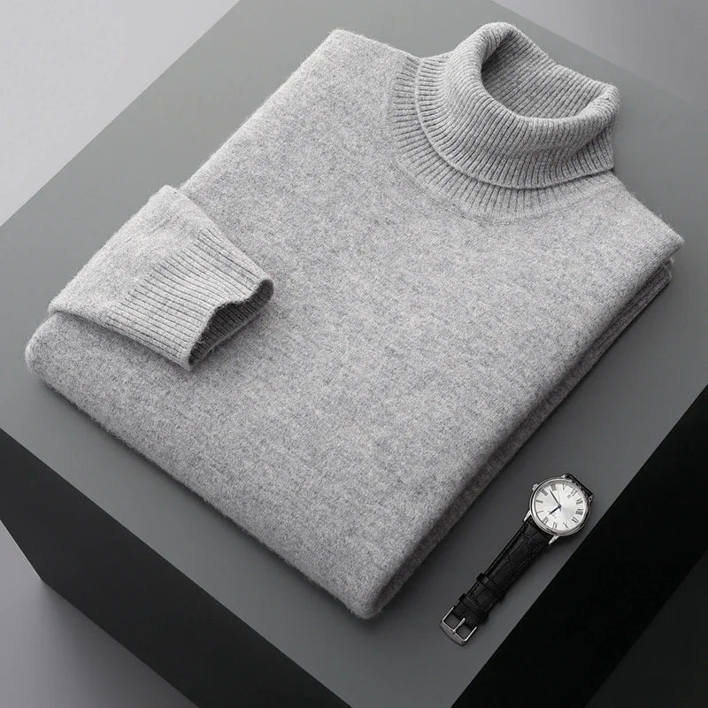 Schicker, dick gewirkter Rollkragenpullover aus Wolle