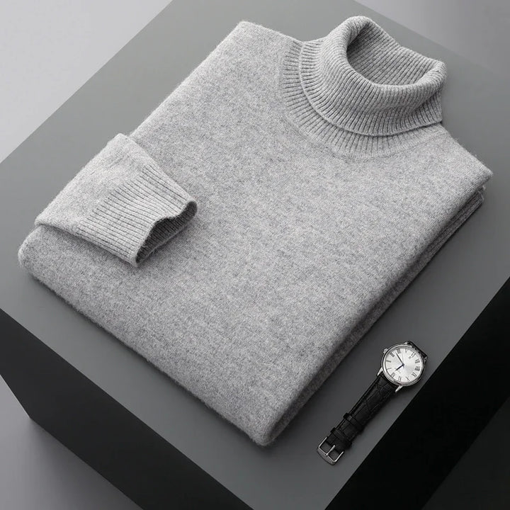 Schicker, dick gewirkter Rollkragenpullover aus Wolle