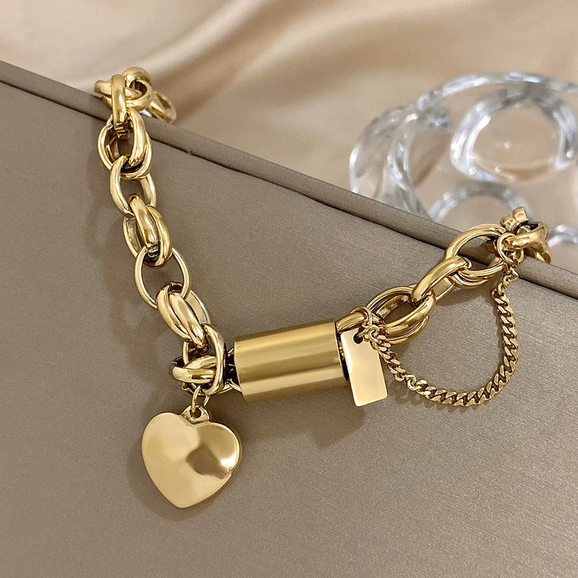 Dickes Herz-Armband aus Gold