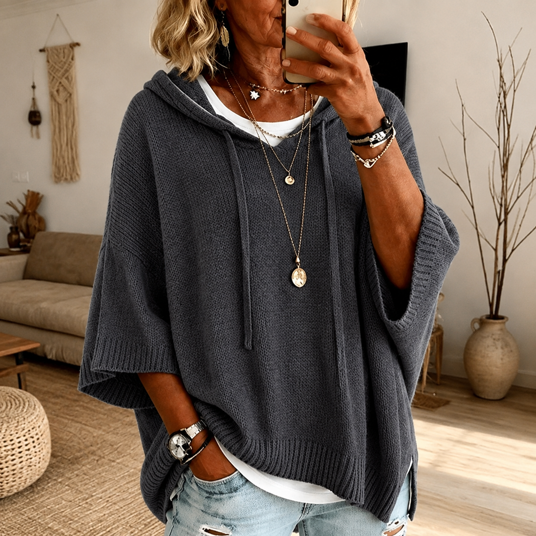 Camille – Charcoal Poncho Pullover