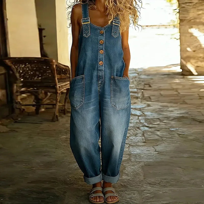 Mae | Vintage-Denim-Latzhose mit verstellbaren Trägern