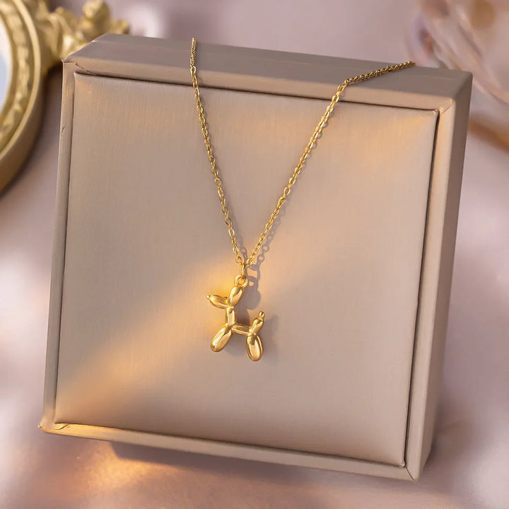 Halskette mit Hundeballon - Gold und Silber