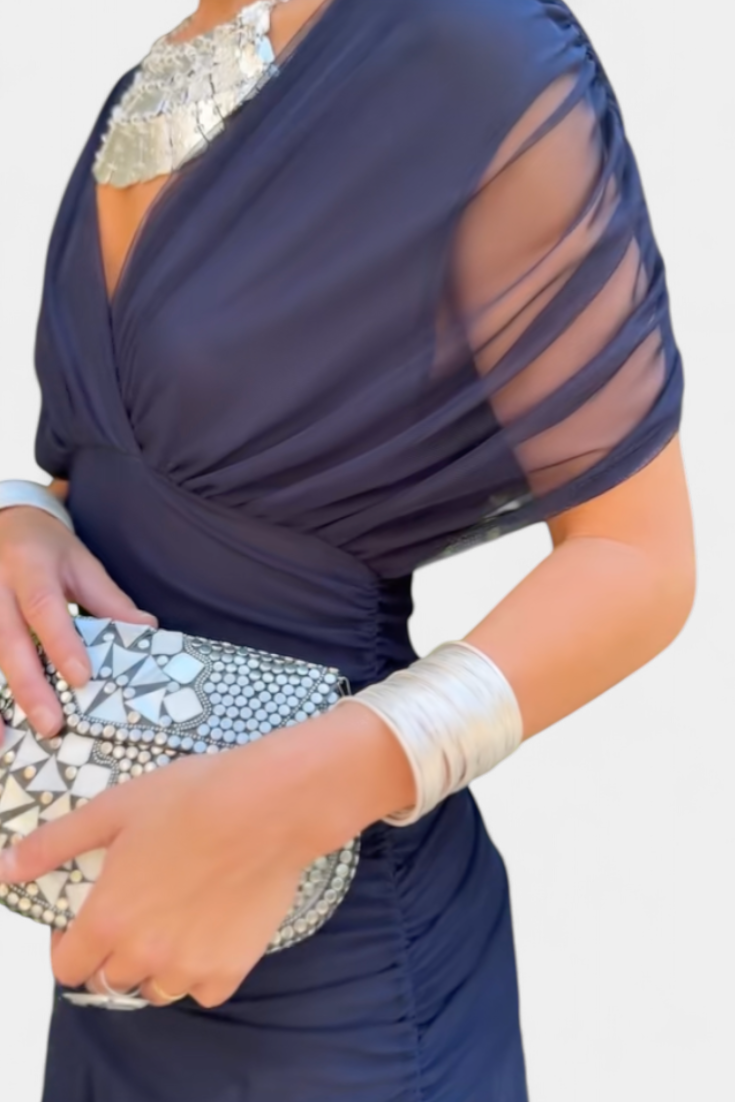 Florendra | Langes Blumenkleid mit V-Ausschnitt