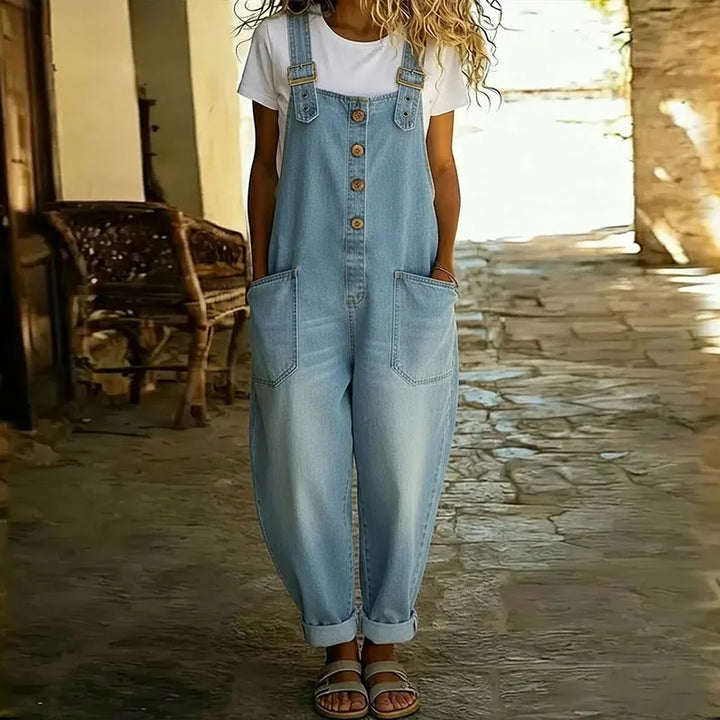 Mae | Vintage-Denim-Latzhose mit verstellbaren Trägern